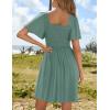 ZESICA Women’s 2026 Summer Casual Mini Dress Flutter Short Sleeve Square Neck Smocked Tiered Ruffle Flowy Dresses(Green)