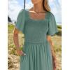 ZESICA Women’s 2026 Summer Casual Mini Dress Flutter Short Sleeve Square Neck Smocked Tiered Ruffle Flowy Dresses(Green)