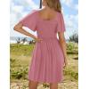 ZESICA Women’s 2026 Summer Casual Mini Dress Flutter Short Sleeve Square Neck Smocked Tiered Ruffle Flowy Dresses(Pink)