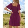 ZESICA Women’s 2026 Summer Casual Mini Dress Flutter Short Sleeve Square Neck Smocked Tiered Ruffle Flowy Dresses(Plum)