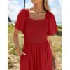 ZESICA Women’s 2026 Summer Casual Mini Dress Flutter Short Sleeve Square Neck Smocked Tiered Ruffle Flowy Dresses(Red)