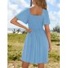 ZESICA Women’s 2026 Summer Casual Mini Dress Flutter Short Sleeve Square Neck Smocked Tiered Ruffle Flowy Dresses(Sky)