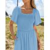 ZESICA Women’s 2026 Summer Casual Mini Dress Flutter Short Sleeve Square Neck Smocked Tiered Ruffle Flowy Dresses(Sky)
