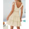 ZESICA Womens 2026 Summer Casual V Neck Sleeveless Mini Dress Tie Shoulder Tiered Ruffle Swing A Line Short Sundresses(Apricot)