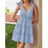 ZESICA Womens 2026 Summer Casual V Neck Sleeveless Mini Dress Tie Shoulder Tiered Ruffle Swing A Line Short Sundresses(Blue)