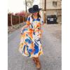 ZESICA Women’s 2026 Summer Floral V Neck Midi Dress Boho Short Sleeve High Waist Flowy Beach Vacation Dresses with Belt(Floral Orange)
