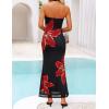 ZESICA Women’s 2026 Summer Halter Neck Floral Print Maxi Dress Sleeveless Backless Wedding Guest Party Bodycon Long Dresses(Black)
