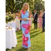 ZESICA Women’s 2026 Summer Halter Neck Floral Print Maxi Dress Sleeveless Backless Wedding Guest Party Bodycon Long Dresses(Blue)