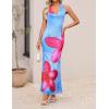 ZESICA Women’s 2026 Summer Halter Neck Floral Print Maxi Dress Sleeveless Backless Wedding Guest Party Bodycon Long Dresses(Blue)