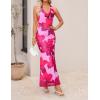 ZESICA Women’s 2026 Summer Halter Neck Floral Print Maxi Dress Sleeveless Backless Wedding Guest Party Bodycon Long Dresses(Dark Magenta)