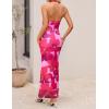 ZESICA Women’s 2026 Summer Halter Neck Floral Print Maxi Dress Sleeveless Backless Wedding Guest Party Bodycon Long Dresses(Dark Magenta)