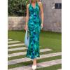 ZESICA Women’s 2026 Summer Halter Neck Floral Print Maxi Dress Sleeveless Backless Wedding Guest Party Bodycon Long Dresses(Green)
