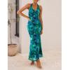 ZESICA Women’s 2026 Summer Halter Neck Floral Print Maxi Dress Sleeveless Backless Wedding Guest Party Bodycon Long Dresses(Green)