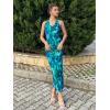 ZESICA Women’s 2026 Summer Halter Neck Floral Print Maxi Dress Sleeveless Backless Wedding Guest Party Bodycon Long Dresses(Green)