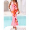ZESICA Women’s 2026 Summer Halter Neck Floral Print Maxi Dress Sleeveless Backless Wedding Guest Party Bodycon Long Dresses(Lightpink)