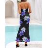 ZESICA Women’s 2026 Summer Halter Neck Floral Print Maxi Dress Sleeveless Backless Wedding Guest Party Bodycon Long Dresses(Purple)