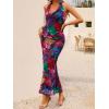 ZESICA Women’s 2026 Summer Halter Neck Floral Print Maxi Dress Sleeveless Backless Wedding Guest Party Bodycon Long Dresses(Purplered)