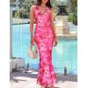 ZESICA Women’s 2026 Summer Halter Neck Floral Print Maxi Dress Sleeveless Backless Wedding Guest Party Bodycon Long Dresses(Rosypink)