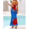 ZESICA Women’s 2026 Summer Halter Neck Floral Print Maxi Dress Sleeveless Backless Wedding Guest Party Bodycon Long Dresses(Royalblue)