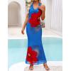 ZESICA Women’s 2026 Summer Halter Neck Floral Print Maxi Dress Sleeveless Backless Wedding Guest Party Bodycon Long Dresses(Royalblue)