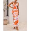 ZESICA Women’s 2026 Summer Halter Neck Floral Print Maxi Dress Sleeveless Backless Wedding Guest Party Bodycon Long Dresses(Tangerine)