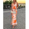 ZESICA Women’s 2026 Summer Halter Neck Floral Print Maxi Dress Sleeveless Backless Wedding Guest Party Bodycon Long Dresses(Tangerine)