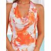ZESICA Women’s 2026 Summer Halter Neck Floral Print Maxi Dress Sleeveless Backless Wedding Guest Party Bodycon Long Dresses(Tangerine)