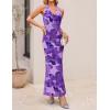 ZESICA Women’s 2026 Summer Halter Neck Floral Print Maxi Dress Sleeveless Backless Wedding Guest Party Bodycon Long Dresses(Violets)