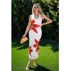 ZESICA Women’s 2026 Summer Halter Neck Floral Print Maxi Dress Sleeveless Backless Wedding Guest Party Bodycon Long Dresses(White)