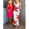 ZESICA Women’s 2026 Summer Halter Neck Floral Print Maxi Dress Sleeveless Backless Wedding Guest Party Bodycon Long Dresses(White)