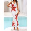 ZESICA Women’s 2026 Summer Halter Neck Floral Print Maxi Dress Sleeveless Backless Wedding Guest Party Bodycon Long Dresses(White)