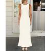 ZESICA Womens 2026 Summer Long Maxi Dress Sleeveless Crew Neck Hollow Out Pleated Ribbed Knit Swing Tank Dresses(Apricot)