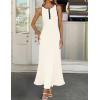 ZESICA Womens 2026 Summer Long Maxi Dress Sleeveless Crew Neck Hollow Out Pleated Ribbed Knit Swing Tank Dresses(Apricot)