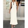 ZESICA Womens 2026 Summer Long Maxi Dress Sleeveless Crew Neck Hollow Out Pleated Ribbed Knit Swing Tank Dresses(Apricot)
