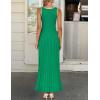 ZESICA Womens 2026 Summer Long Maxi Dress Sleeveless Crew Neck Hollow Out Pleated Ribbed Knit Swing Tank Dresses(Green)