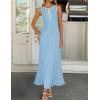 ZESICA Womens 2026 Summer Long Maxi Dress Sleeveless Crew Neck Hollow Out Pleated Ribbed Knit Swing Tank Dresses(Sky)