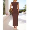 ZESICA Women’s 2026 Summer Mock Neck Casual Bodycon Dress Cap Sleeve Elegant Cocktail Party Long Midi Dresses(Brown)