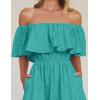 ZESICA Women’s 2026 Summer Off Shoulder Ruffle Midi Dress Short Sleeve High Waist Hollow Out Embroidery Party Dresses(Aqua)