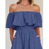 ZESICA Women’s 2026 Summer Off Shoulder Ruffle Midi Dress Short Sleeve High Waist Hollow Out Embroidery Party Dresses(Dusty Blue)
