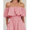 ZESICA Women’s 2026 Summer Off Shoulder Ruffle Midi Dress Short Sleeve High Waist Hollow Out Embroidery Party Dresses(Light Pink)