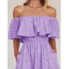 ZESICA Women’s 2026 Summer Off Shoulder Ruffle Midi Dress Short Sleeve High Waist Hollow Out Embroidery Party Dresses(Light Purple)