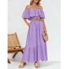 ZESICA Women’s 2026 Summer Off Shoulder Ruffle Midi Dress Short Sleeve High Waist Hollow Out Embroidery Party Dresses(Light Purple)