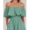 ZESICA Women’s 2026 Summer Off Shoulder Ruffle Midi Dress Short Sleeve High Waist Hollow Out Embroidery Party Dresses(Sage)