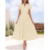 ZESICA Womens 2026 Summer Puff Short Sleeve Midi Dress Floral V Neck Textured Ruffle Flowy Beach Party Dresses(Apricot)