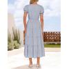 ZESICA Womens 2026 Summer Puff Short Sleeve Midi Dress Floral V Neck Textured Ruffle Flowy Beach Party Dresses(Dustytaro)