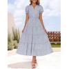 ZESICA Womens 2026 Summer Puff Short Sleeve Midi Dress Floral V Neck Textured Ruffle Flowy Beach Party Dresses(Dustytaro)