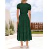 ZESICA Womens 2026 Summer Puff Short Sleeve Midi Dress Floral V Neck Textured Ruffle Flowy Beach Party Dresses(Green)