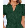 ZESICA Womens 2026 Summer Puff Short Sleeve Midi Dress Floral V Neck Textured Ruffle Flowy Beach Party Dresses(Green)
