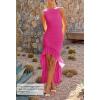 ZESICA Women’s 2026 Summer Ruched Bodycon Dress Sleeveless Backless Ruffle Mermaid Cocktail Wedding Party Dresses(Rose)