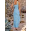 ZESICA Women’s 2026 Summer Ruched Bodycon Dress Sleeveless Backless Ruffle Mermaid Cocktail Wedding Party Dresses(Sky)